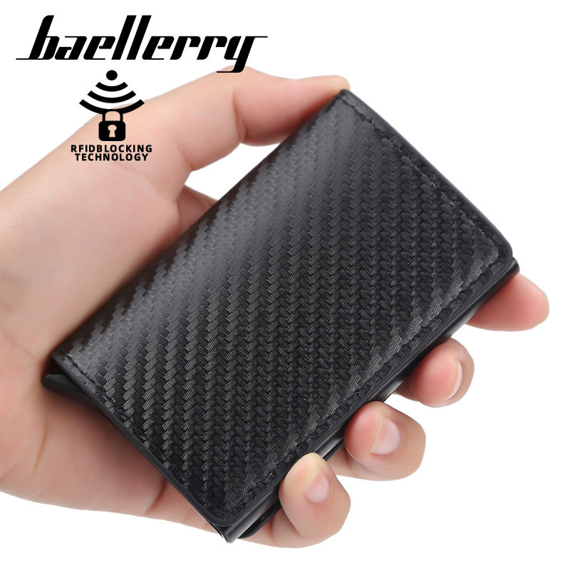Baellerry New Men's Card Holder Retro European and American Anti-Theft Brush Buckle Dollar Multi-Functional Wallet for Men