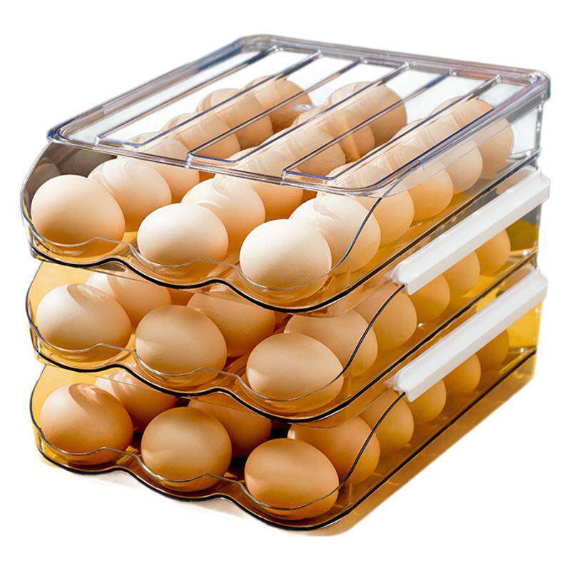 Big Sale Kitchen Egg Box Egg Rack Holder Plastic Rolling Egg Refrigerator Storage Box Egg Holder Egg Rack