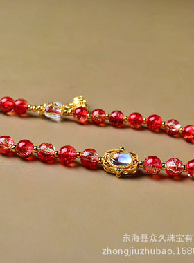 藏式唐卡挂脖链人造爆花水晶手工串珠链项链泰国佛牌链女款毛衣链