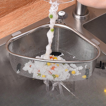 Drain Basket Stainless Steel Kitchen Supplies Household Sink Hanging Punch-Free Storage Rack Multi-Functional Drip Basket