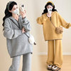 2025 Autumn and Winter Maternity Wear New Korean Style Temperament Hooded Pullover Knitted Top Maternity Wide Leg Pants Suit