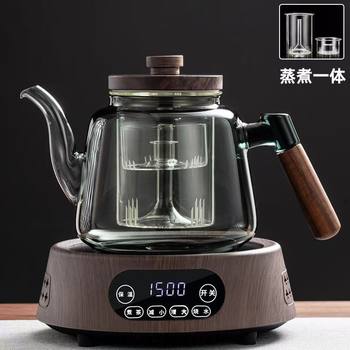 Thickened High Borosilicate Glass Teapot, Large-Capacity Glass Wooden Handle Steaming Pot, Special Heat-Resistant Teapot for Electric Ceramic Stove