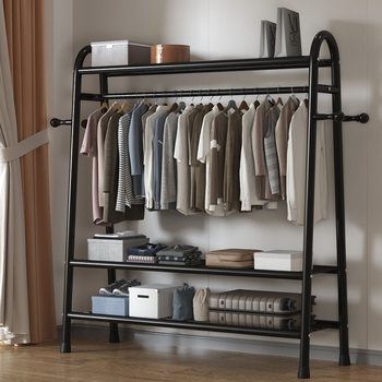 Clothes Rack Floor-Standing Bedroom Household Clothes Drying Rack Indoor Balcony Clothes Drying Rack Dormitory Clothes Drying Rod Simple Coat Rack
