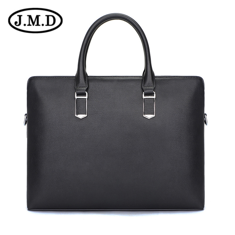 Cặp da nam công sở da bò thật nhiều ngăn đựng laptop 14 inch — Màu đen