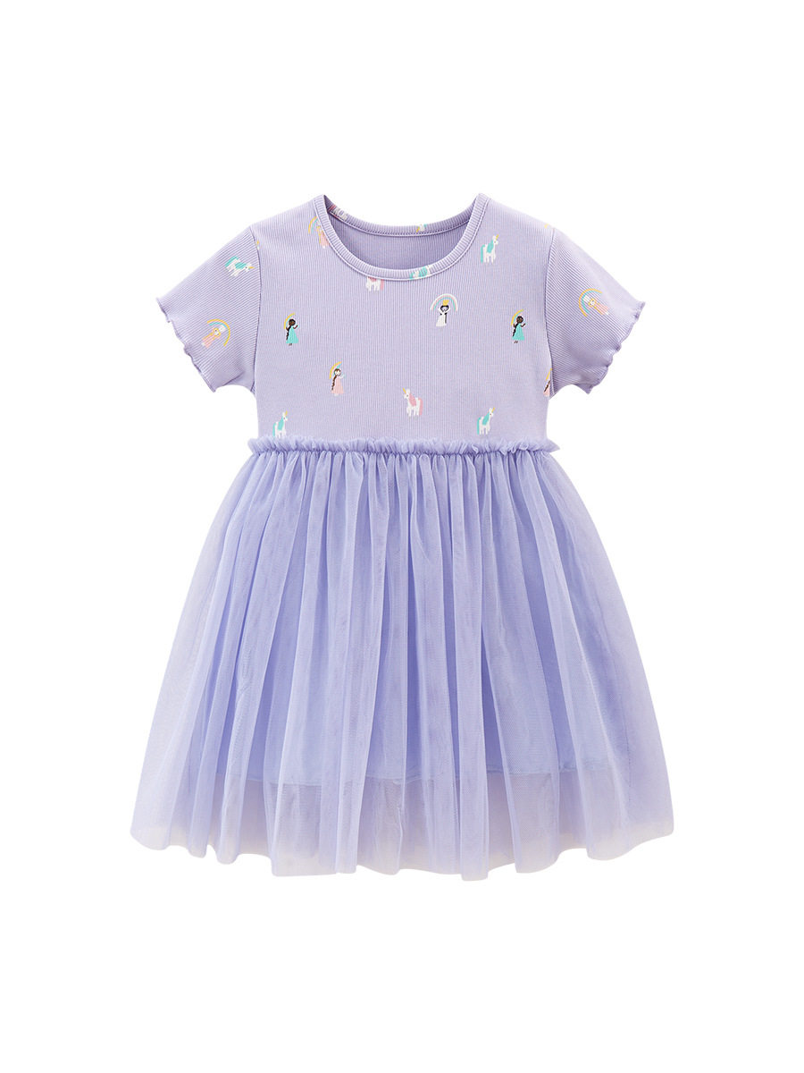 Kids' Clothing, [Style] Cartoon Girls' Dress, Summer Short-sleeve Kids' Princess Dress