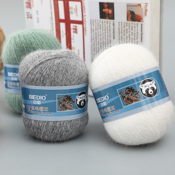 Angora Rabbit Wool 13S/2 Medium Thick Hand-Knitted Long-Haired Mink Velvet Yarn White Mink Manufacturer Hot Sale