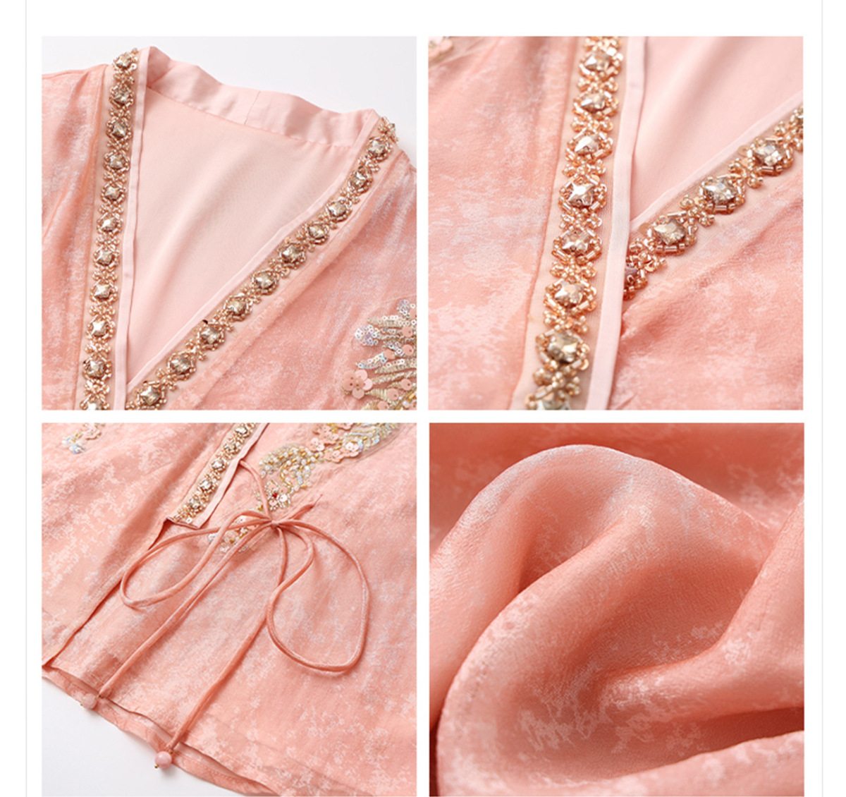 Áo khoác cardigan nữ dáng rộng thêu đính cườm chất liệu tencel phong cách nhẹ nhàng — mơ