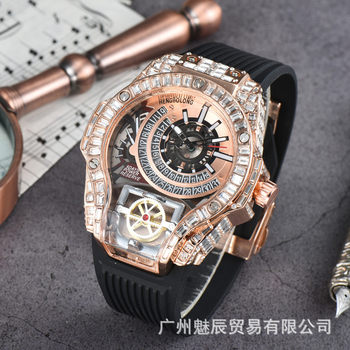Hengbolong factory direct cross-border hot new large dial with diamond quartz watch men's watch women a generation of hair