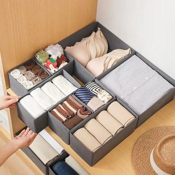 Foldable Non-woven Storage Six-piece Set suit Underwear Underwear Underwear Bra Storage Box Socks Drawer-type Storage Box