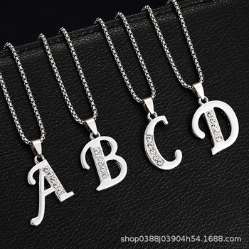 2025 summer new 26 diamond English letter necklace men's European and American fashion creative diamond jewelry accessories women