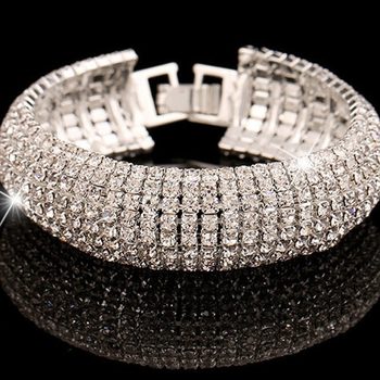 Amazon Jewelry Bracelet Wholesale Manufacturer Ready Stock Fashion Rhinestone Bracelet Jewelry Wholesale Foreign Trade Good Sale