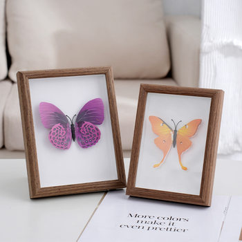 Wooden Photo Frame Simple Creative Photo Frame Teak Color Hollow Desktop Ornaments Family Simple Anniversary Decorative Picture Frame