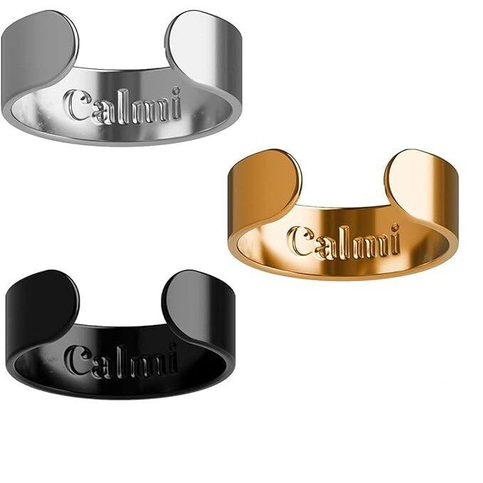 跨境爆款不锈钢磁石戒指刻字calmi戒指磁疗戒指减压冥想饰品配饰