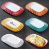 Two-Color Oval Plate Rectangular Snack Plate Hot Pot Side Dish Barbecue Plate Commercial Melamine Rice Roll Plate Barbecue Plate