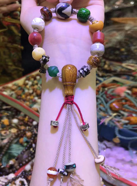 蓬森直播供货西藏牦牛骨手编手串财神天珠天铁大鹏鸟手链饰品