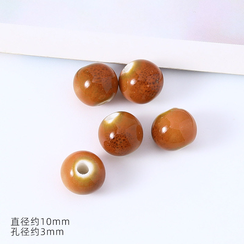 配件diy饰品大孔陶瓷散珠10mm手串珠子景德镇手链配件陶瓷珠批发