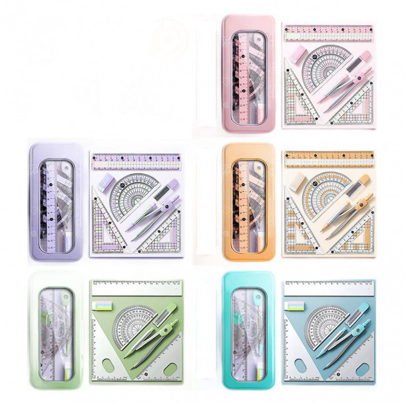 High-Quality Compass and Ruler Set, Triangle Ruler, Multi-Functional Ruler Set for Primary School Students, Junior High School Students, Professional Drawing