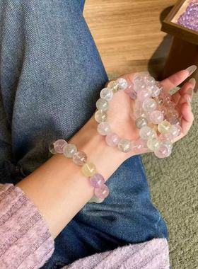 天然冰淇淋水晶手串新中式多彩萤石手链女款多巴胺欧美水晶手链