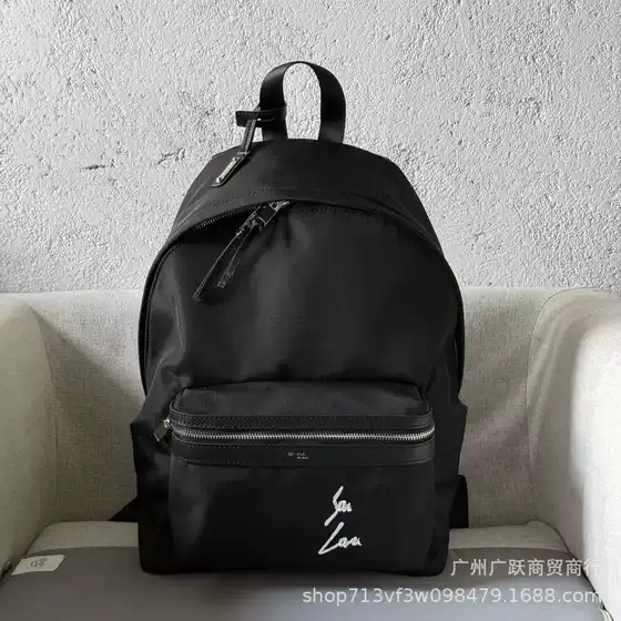 S Roland Men's Backpack Schoolbag Backpack Embroidered Letter Black Durable Dirty Resistant Couples Bag Figure Real Shot for Cross-border