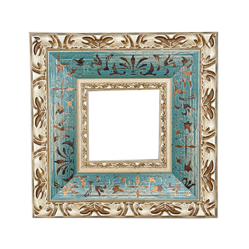 American-Style Frame, French Retro Oil Painting, Blue Custom Wooden Framed Wooden Picture Frame, Solid Wood Self-Assembled Photo Frame