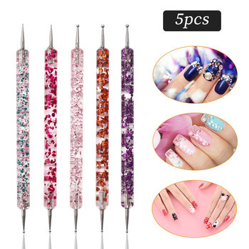 Nail art tools 5 sequin Rod drill pen double-headed rhinestone painting color ball pen Crystal Rod nail pen set