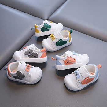 Xiao Liu Bao Spring and Autumn 1-2 Years Old Waterproof Leather Toddler Shoes Infant Non-slip Soft Bottom White Shoes for Boys and Girls