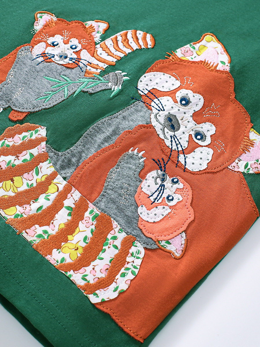 Source Factory Girls' Dress, Cartoon Summer Short-sleeve Kids' Dress, Applique Cotton Kids' Skirt Wholesale