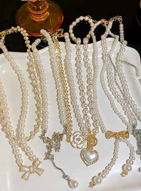 景点礼物仿珍珠项链仙女轻奢小众高级感串珠锁骨链复古时尚风配饰