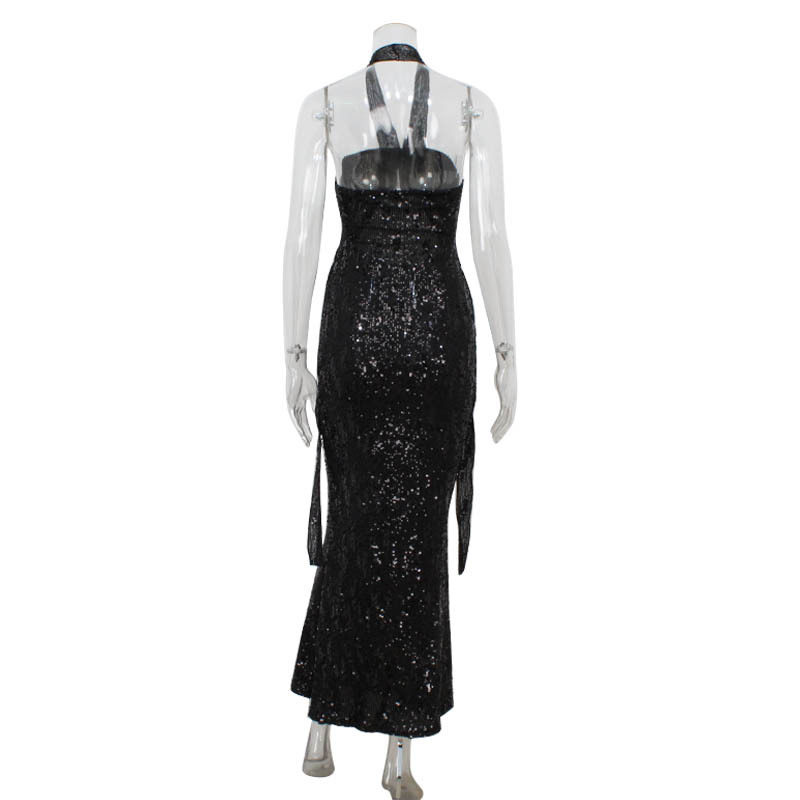Backless Halter Bodycon Dress Sexy Hollow Out High Waist Sequined Evening Party or Cocktail Wear Wholesale Available