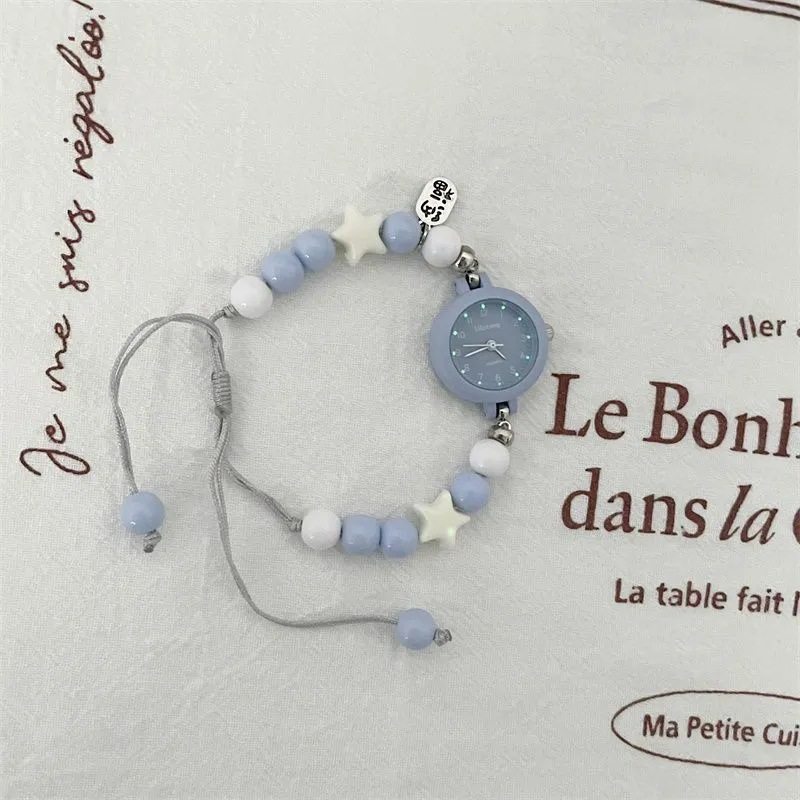 Star Dopamine Beaded Bracelet Watch for Women Ins High-Looking Niche Design Simple Student Luminous Small Dial