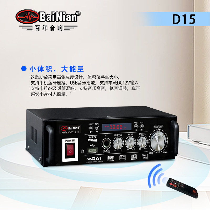 Bluetooth Power Amplifier High Power Mini Power Amplifier Home 220V12 Volt Car Speaker Amplifier AV Power Amplifier