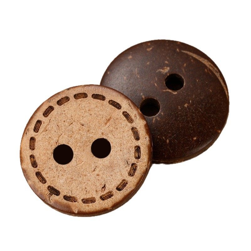 Retro Coconut Shell Buttons Natural Two-Eye Four-Eye Coconut Buttons Shirt Sweater Cardigan Kidsren's DIY Clothing Hand-Sewn Buttons