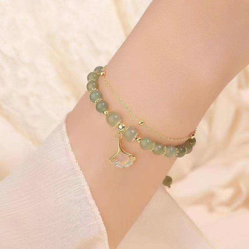 Sansheng Youxing meet you double-layer apricot leaf bracelet female light luxury niche 2023 New Birth year gift for girlfriend