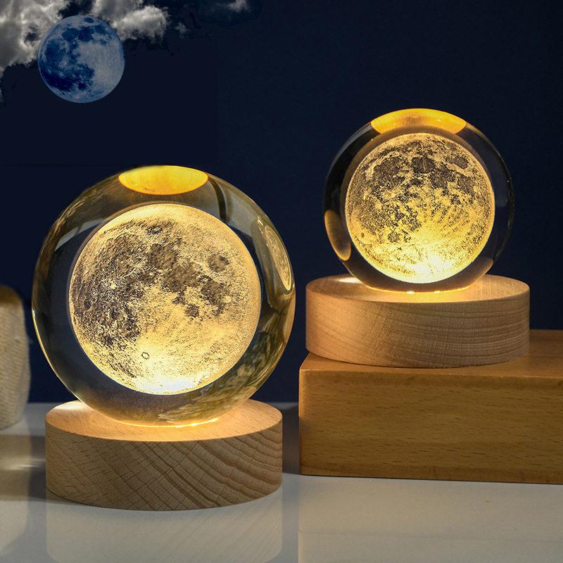 3d luminous galaxy Starry Sky Solar System carved crystal ball night light desktop decoration friends classmates birthday gift