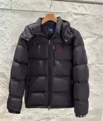 Cross-Border Scanable Rl Men's and Women's Pony Embroidered Hooded Removable Windproof, Waterproof and Warm Cotton Jacket