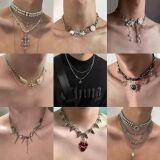 Двухслойное ожерелье Mang Xing, мужская модная цепочка на свитер, легкая роскошная цепочка на ключицу в стиле хип-хоп для пары мальчиков и девочек