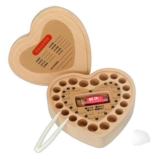 Black walnut love milk tooth box lanugo tooth collection commemorative preservation box newborn beech heart-shaped milk tooth box