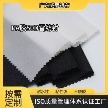 Manufacturer Wholesale 50D Plain Weave Lining Cloth Single-Sided Adhesive Lining Clothing Knitted Simple Low Elastic Suit