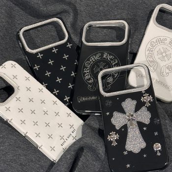 Korean Glitter Cross Suitable for Apple 17Promax Mobile Phone Case Iphone16 Satchel 13 Hard 14 New Style 15