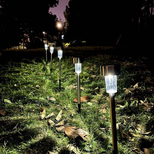 Solar Lamp Stainless Steel Small Tube Lamp Outdoor Courtyard Lamp Automatically Lights up after Dark Lawn Atmosphere Lamp Camping Style Plug-In Lamp