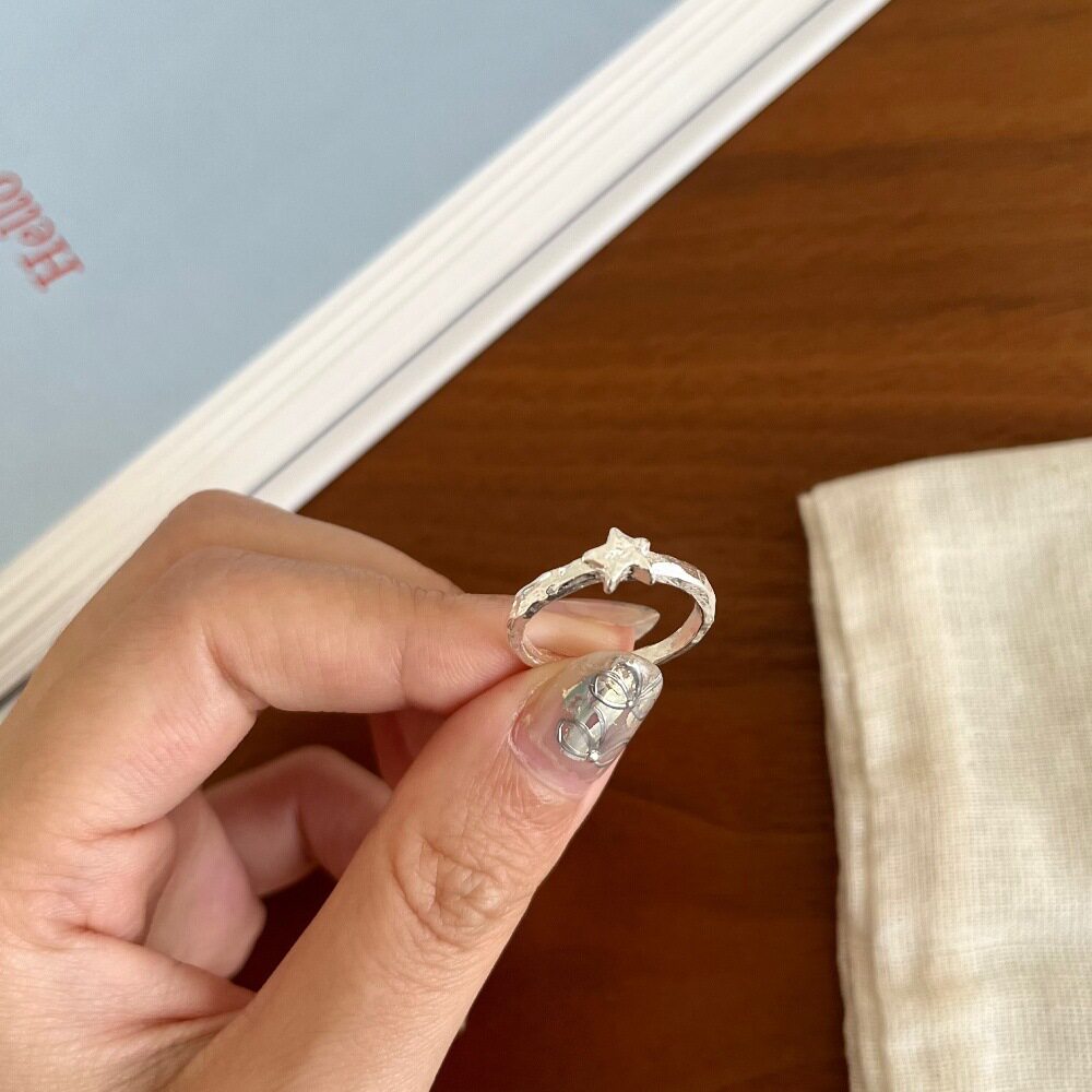 夏季复古重工925纯银戒指女小众轻奢高级感不掉色ins风百搭银饰品