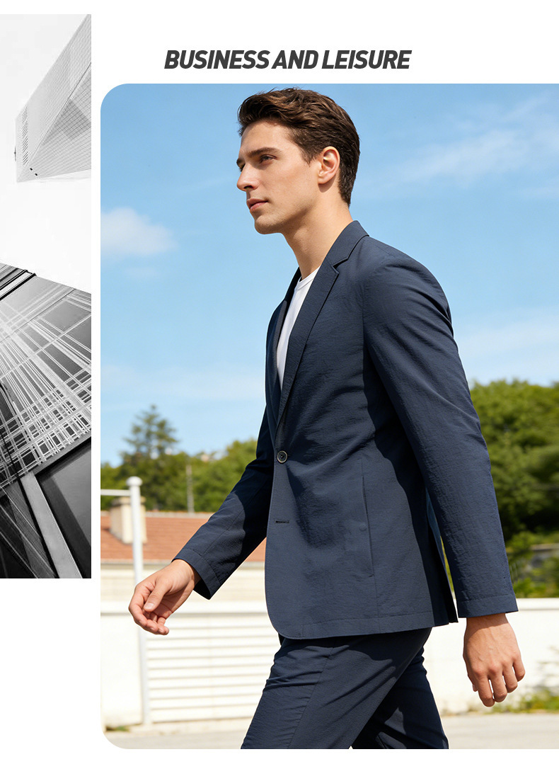 Áo blazer nam mỏng nhẹ chất liệu nylon co giãn thoáng khí chống nắng dáng ôm — Xanh đậm, màu đen, Màu kaki