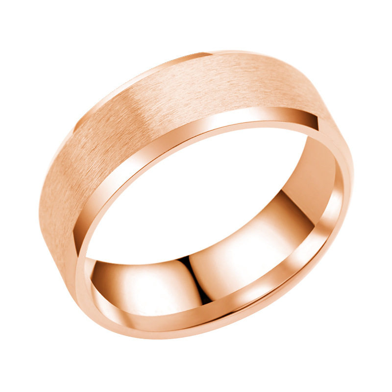 跨境欧美爆款不锈钢8mm双斜边磨砂哑光拉丝光面男士钛钢戒指批发