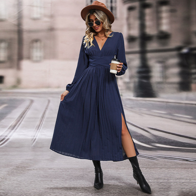 Long Sleeve Solid Color Dress Multi Color Options Casual Spring and Autumn Wear Wholesale Available