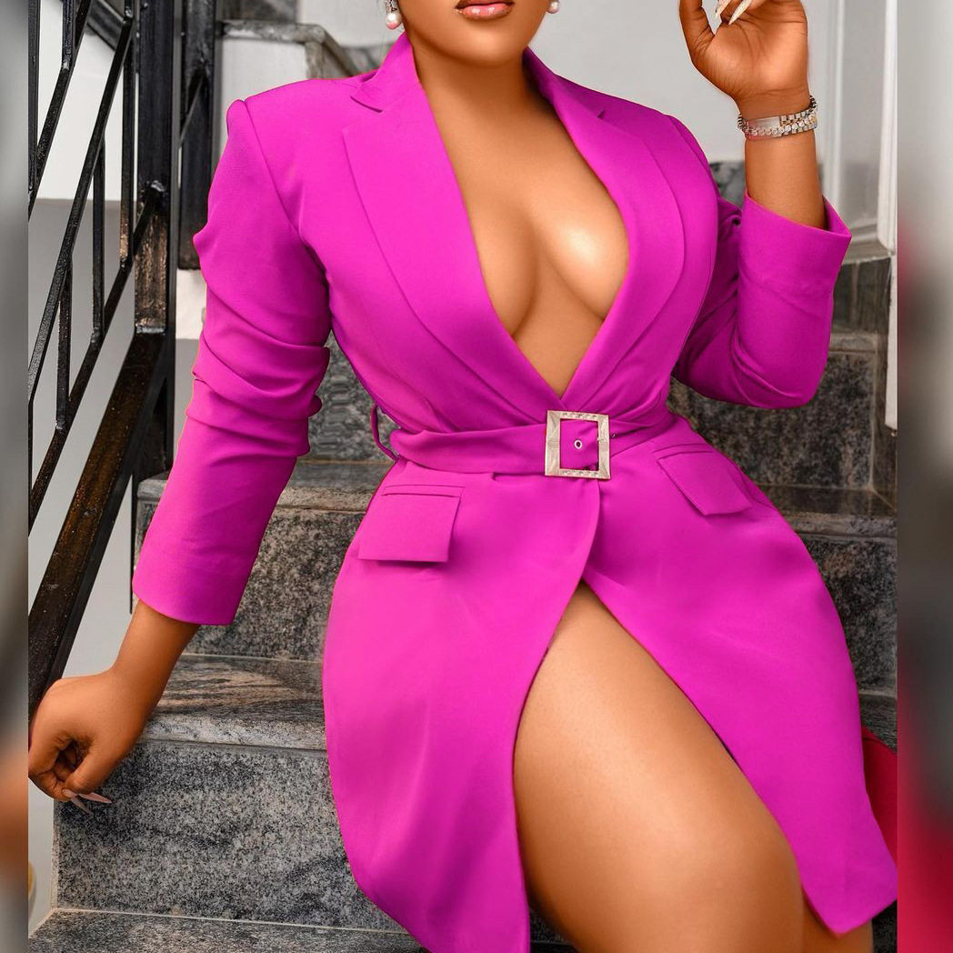 Bodycon Business Suit Dress Elegant Design Plus Size Long Sleeve Lapel Collar Spring and Autumn Wear Wholesale