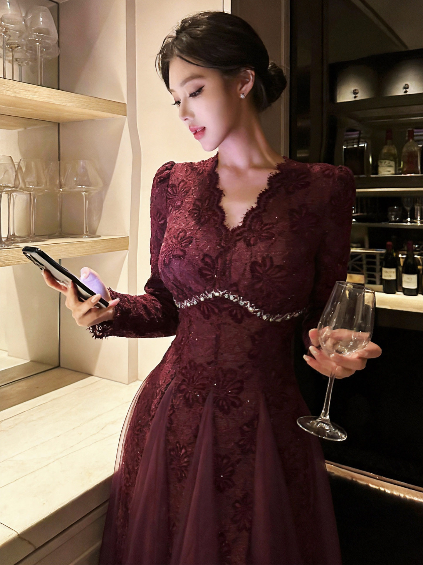 Polyester phối ren lưới