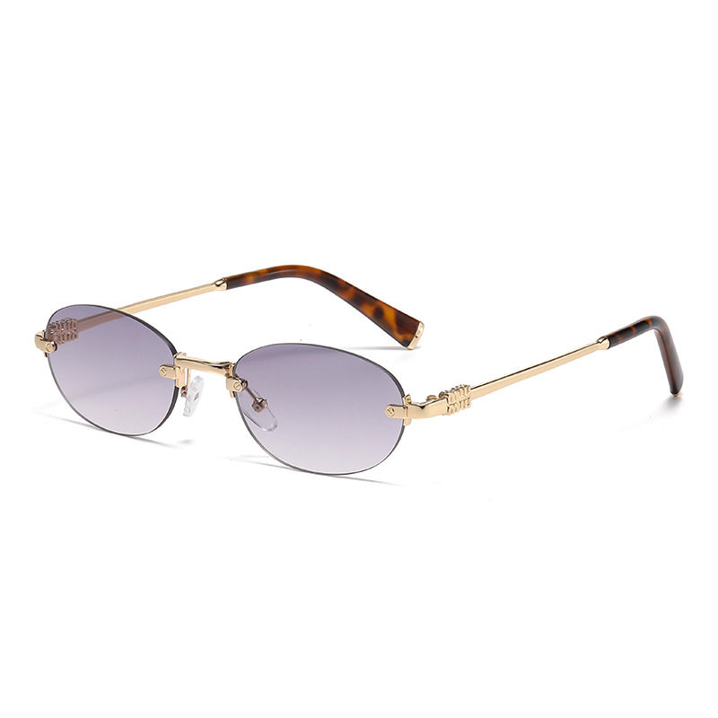 Photochromic Rimless Glasses Korean Style Retro Cross-Border Trendy Round Anti-Blue Light Flat Frame High-End Fashion Glasses