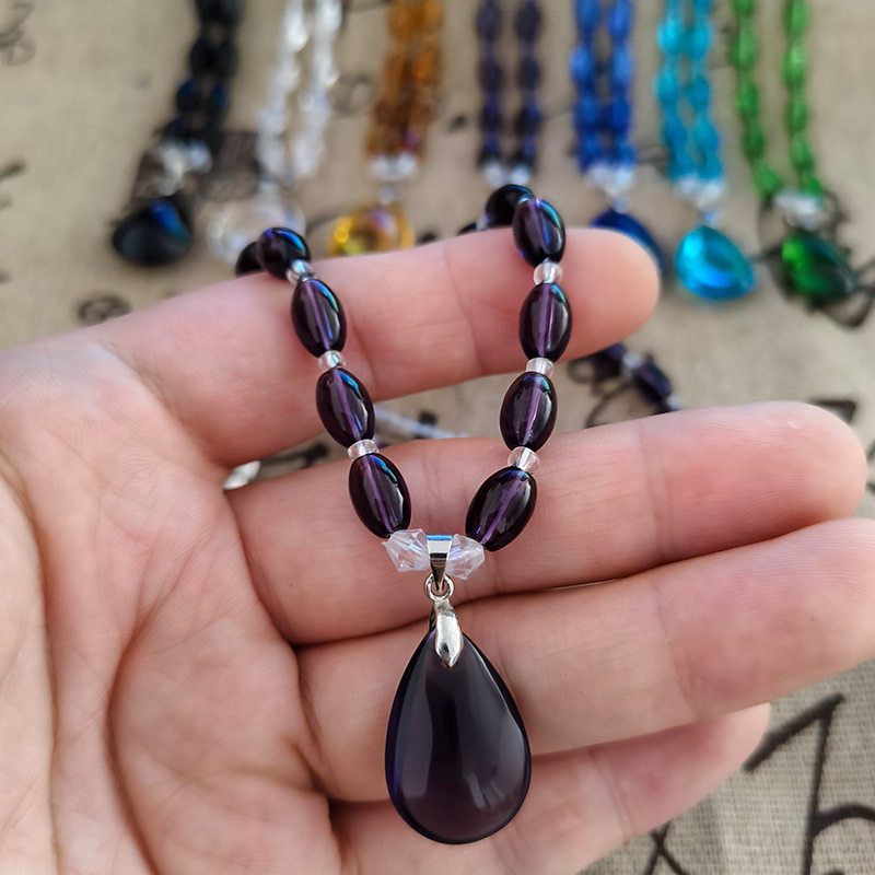 Purple Water Drop Necklace, Purple Qi Donglai Clavicle Chain, Gift Necklace for Mom, Live Cross-Border Tiktok Influencer Necklace Jewelry