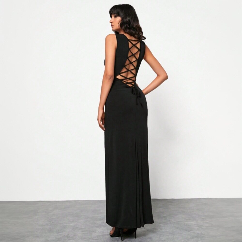Womens Backless High Waisted Maxi Dress Elegant Design Spring Summer Fashion Comfortable Fabric Wholesale