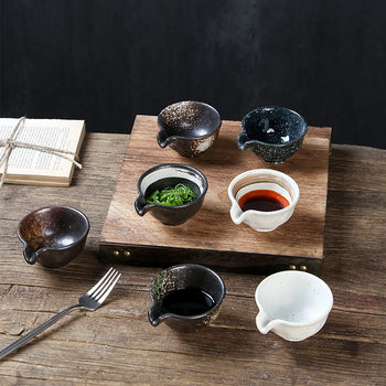 Cross-border Japanese-style seasoning dish with mouth commercial ceramic tableware soy sauce vinegar dish snack dish hot pot barbecue dip sauce bowl